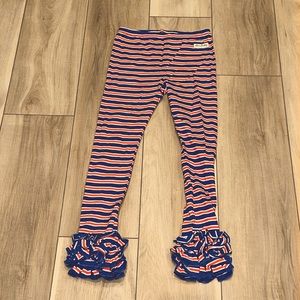 NWOT Sew Sassy Boutique Girls Size 8 Stretch Ruffle Leggings  Stripe Print